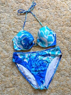 Tropical Blue Floral 2 Piece Bikini